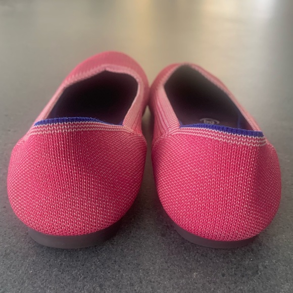 Pink round toe Rothy’s called Raspberry Birdseye flats. - Picture 4 of 7
